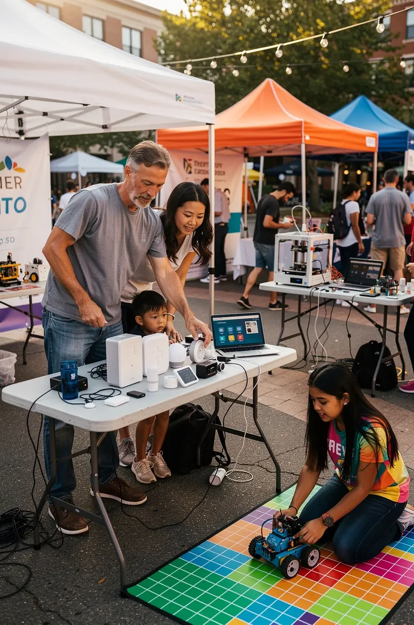 Urban agriculture integrating IoT technology in residential areas.